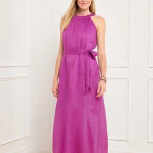 Talbots Bright Purple Halter Maxi Dress Resortwear Coastal Cottagecore Sz L NWT
